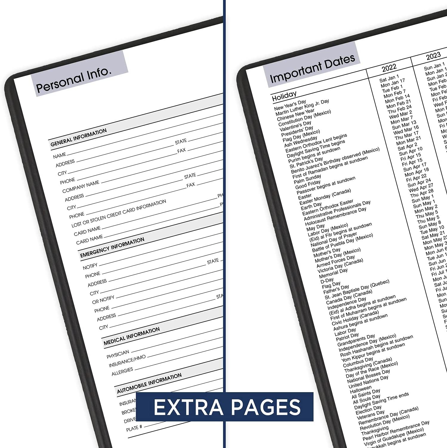 AT-A-GLANCE 2023 Weekly Planner, DayMinder, Quarter-Hourly Appointment Book, 8" x 11", Large, Black (G52000) - Image 6